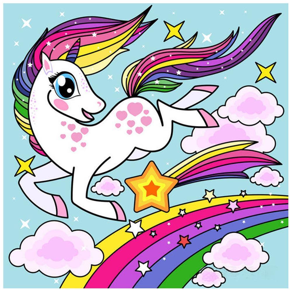 Cheval coloré - peinture complète de diamant - 30x30cm