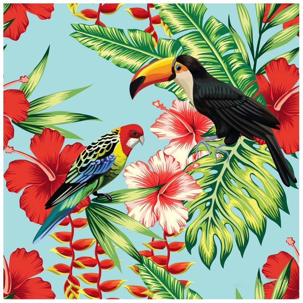 Deux perroquets - peinture diamant pleine - 40x40cm