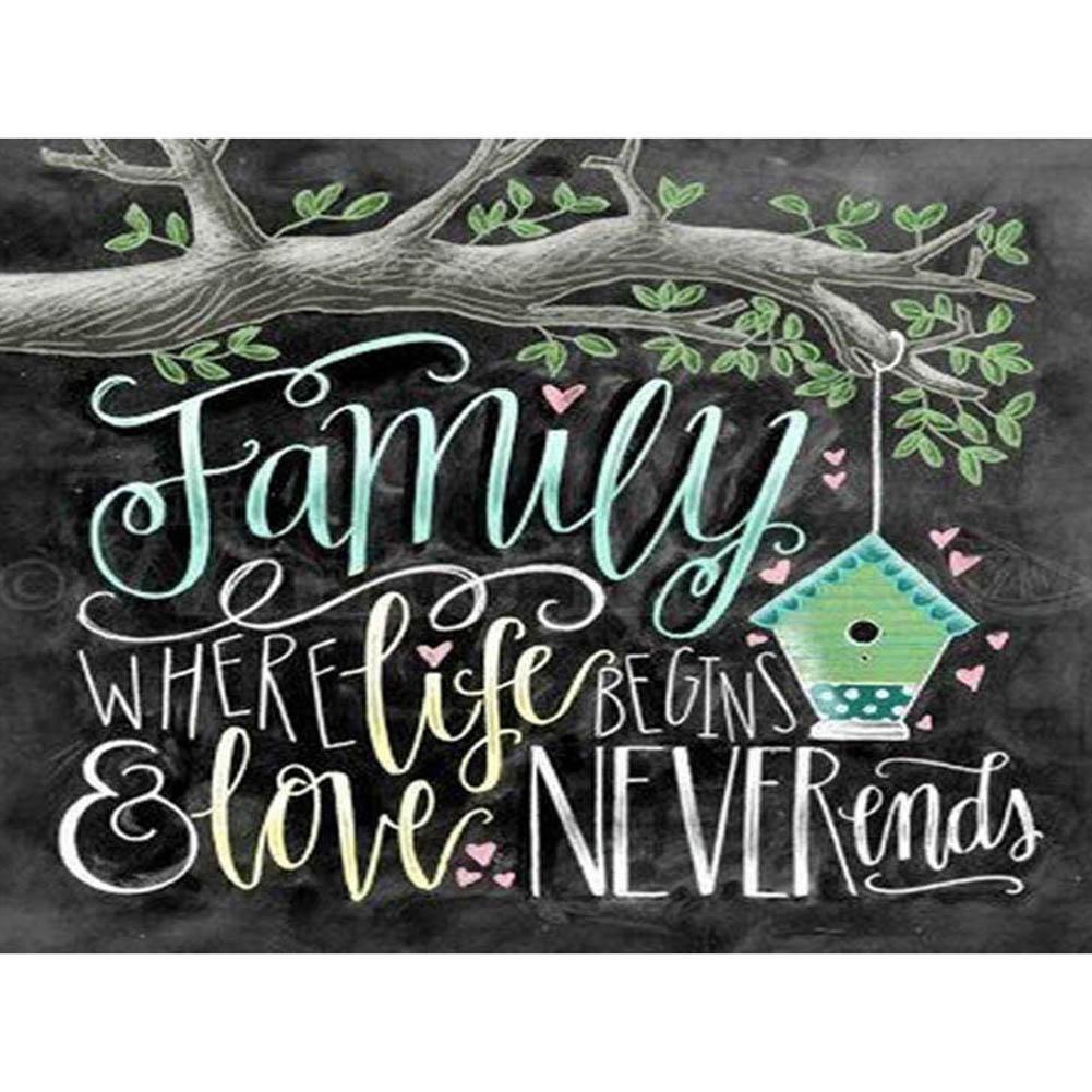 Famille de lettres - peinture en diamant complet - 40x30cm