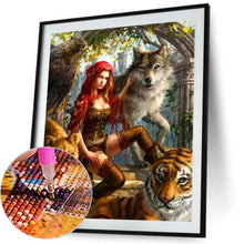 Charger l&#39;image dans la galerie, Femmes et loup - peinture en diamant complet - 30x40cm
