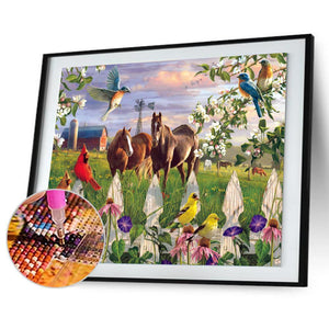 Prairie de cheval - peinture complète de diamant - 30x40cm