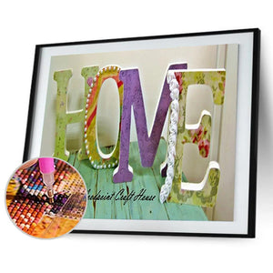 Ensemble de lettres rondes - peinture en diamant complet - 40x30cm