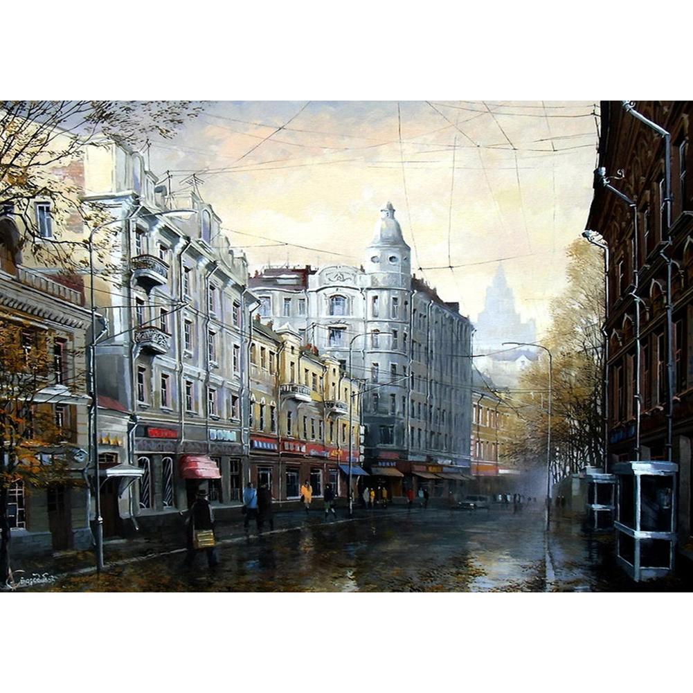 Cross point street - peinture diamant pleine - 30x40cm
