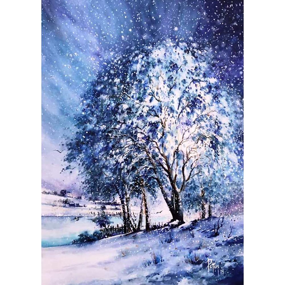 Neiges de point de croix - peinture complète de diamant - 30x40cm