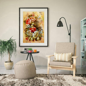 Fleurs rétro - peinture en diamant complet - 40x30cm
