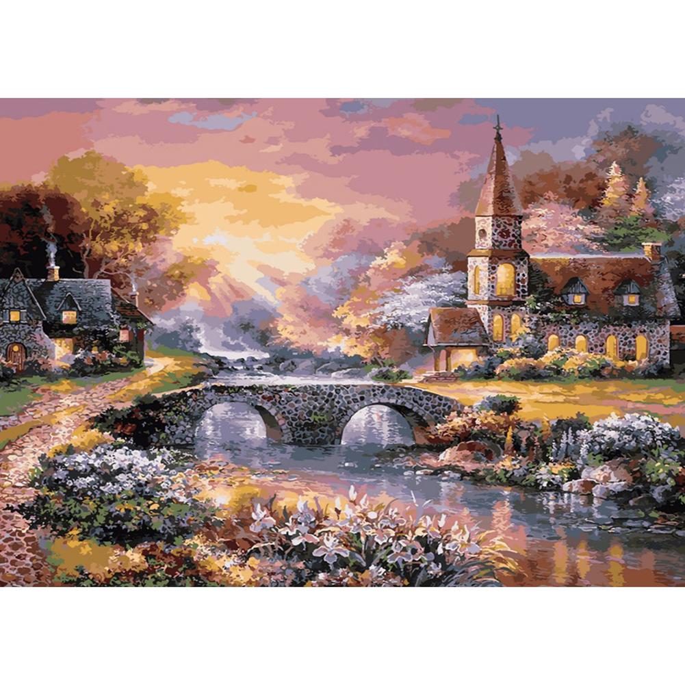 Village facile - peinture en diamant complet - 30x40cm