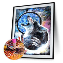 Charger l&#39;image dans la galerie, Loup dreamcatcher animal - peinture en diamant complet - 30x40cm
