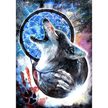 Charger l&#39;image dans la galerie, Loup dreamcatcher animal - peinture en diamant complet - 30x40cm
