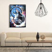 Charger l&#39;image dans la galerie, Loup dreamcatcher animal - peinture en diamant complet - 30x40cm
