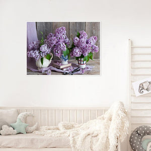 Trois bouteilles de fleurs - peinture diamant complet - 30x40cm