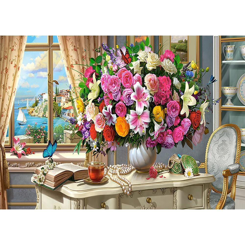 Fleurs colorées complètes - peinture complète de diamant - 30x40cm