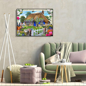 Mosaïques mur de maison rural - peinture complète de diamant - 30x40cm