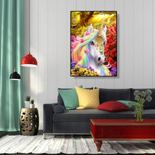 Charger l&#39;image dans la galerie, Animaux de cheval de fleur - peinture complète de diamant - 30x40cm
