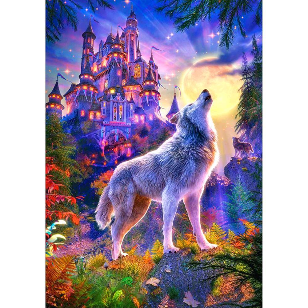 Loups de château - peinture complète de diamant - 30x40cm