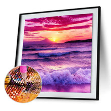 Charger l&#39;image dans la galerie, Paysage marin des vagues rugueuses - peinture en diamant complet - 30x30cm
