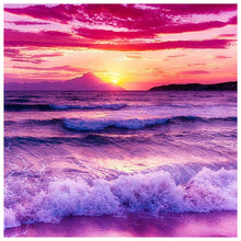Charger l&#39;image dans la galerie, Paysage marin des vagues rugueuses - peinture en diamant complet - 30x30cm
