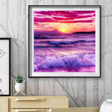 Charger l&#39;image dans la galerie, Paysage marin des vagues rugueuses - peinture en diamant complet - 30x30cm
