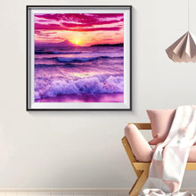 Charger l&#39;image dans la galerie, Paysage marin des vagues rugueuses - peinture en diamant complet - 30x30cm
