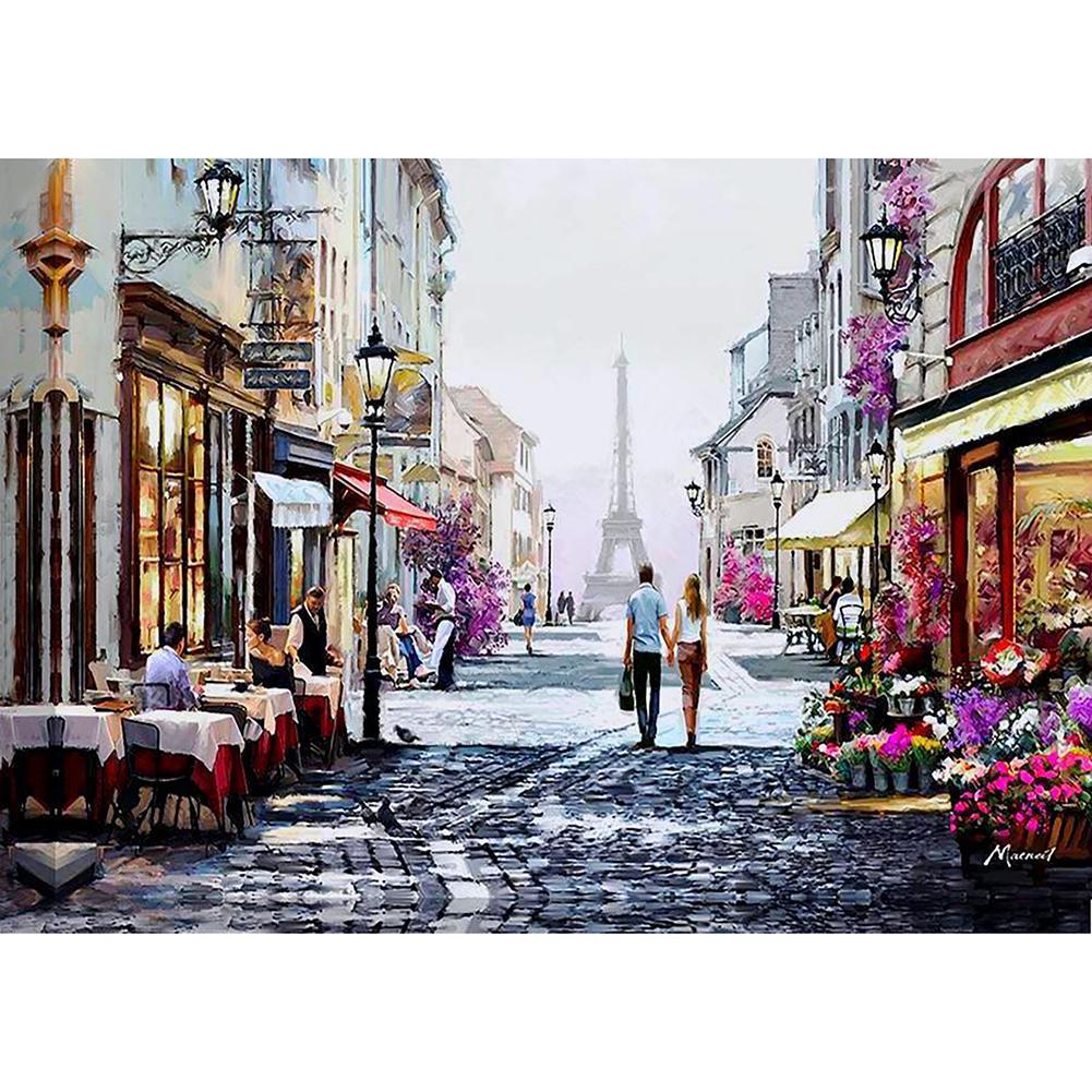 Rue romantique - peinture en diamant complet - 30x40cm