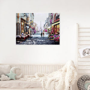 Rue romantique - peinture en diamant complet - 30x40cm