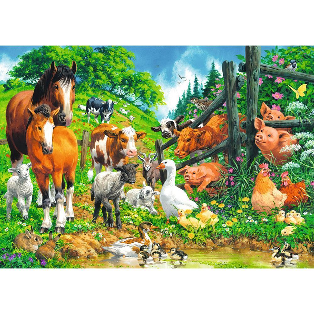 Ferme heureuse - peinture en diamant complet - 30x40cm