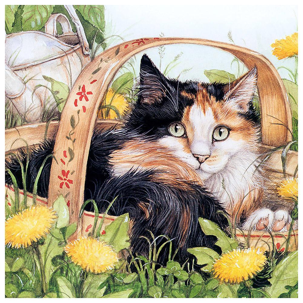 Chat paresseux - peinture en diamant complet - 30x40cm