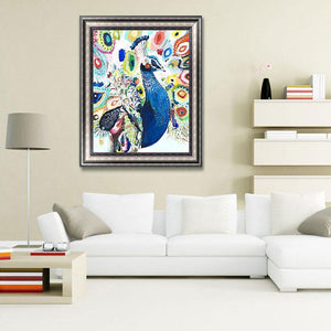 Peafowl couleur - peinture diamant pleine - 30x40cm
