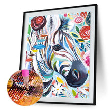 Charger l&#39;image dans la galerie, Zèbre coloré - peinture complète de diamant - 30x40cm
