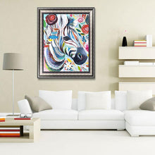 Charger l&#39;image dans la galerie, Zèbre coloré - peinture complète de diamant - 30x40cm
