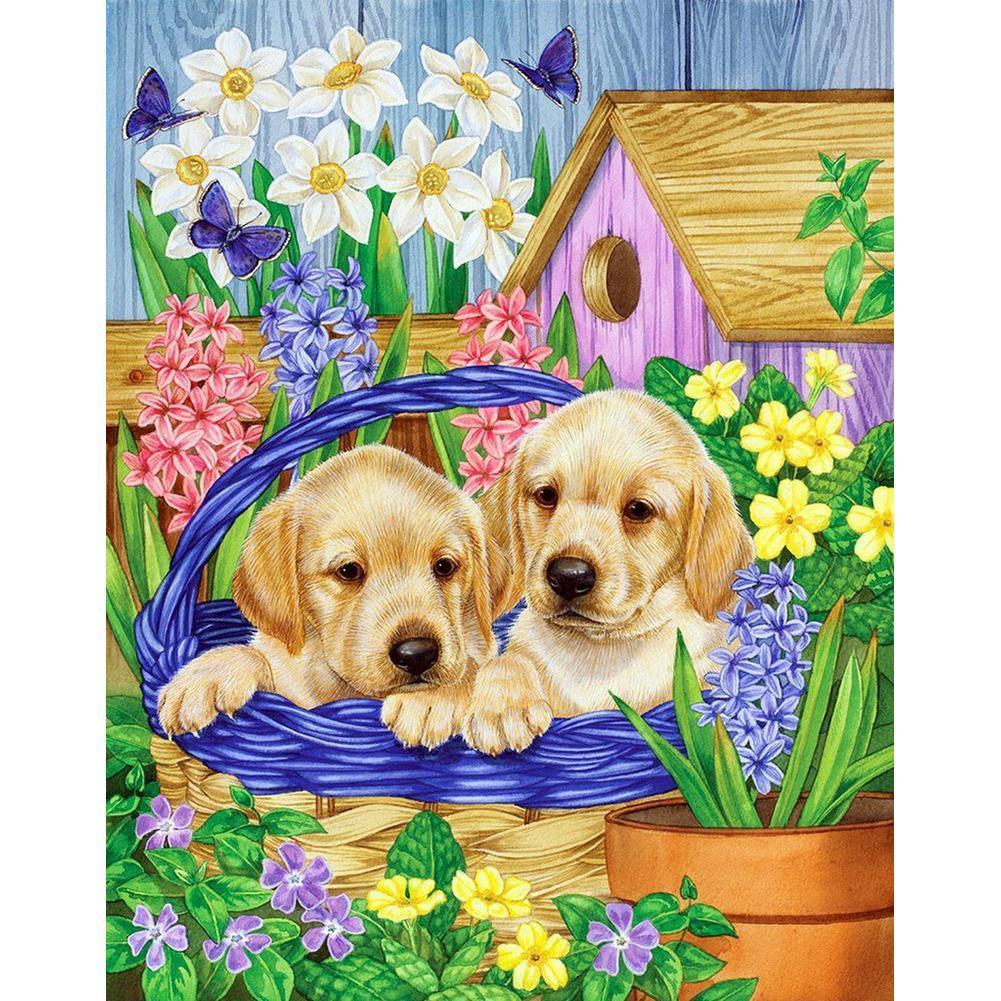 Paniers pour chiens - peinture en diamant complet - 30x40cm