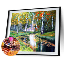 Charger l&#39;image dans la galerie, Rivière et arbres - peinture diamant pleine - 40x30cm
