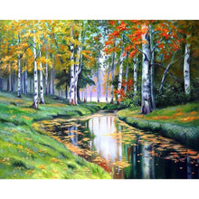 Charger l&#39;image dans la galerie, Rivière et arbres - peinture diamant pleine - 40x30cm
