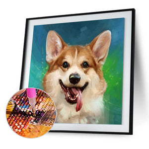 Dogbeaded rond - peinture complète de diamant - 30x30cm