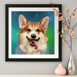Dogbeaded rond - peinture complète de diamant - 30x30cm