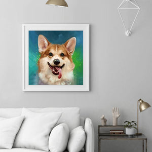 Dogbeaded rond - peinture complète de diamant - 30x30cm