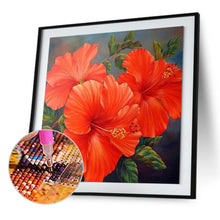 Charger l&#39;image dans la galerie, Fleurs rouges - peinture en diamant complet - 30x30cm
