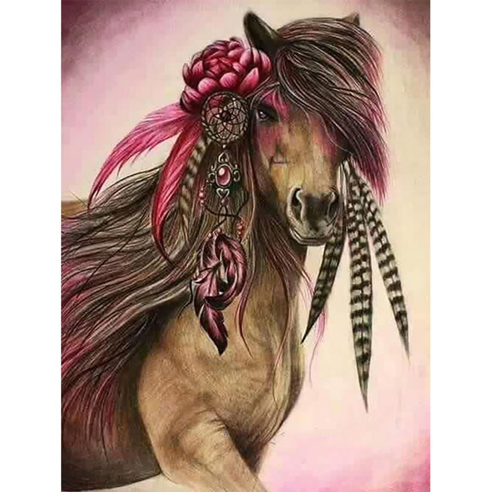 Cheval sauvage - peinture en diamant complet - 40x30cm