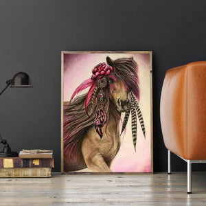 Cheval sauvage - peinture en diamant complet - 40x30cm