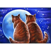 Charger l&#39;image dans la galerie, Les chats admirent l’animal de lune - peinture de diamant plein - 40x30cm
