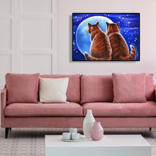 Charger l&#39;image dans la galerie, Les chats admirent l’animal de lune - peinture de diamant plein - 40x30cm
