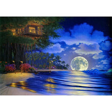 Charger l&#39;image dans la galerie, Lune lumineuse en mer - peinture de diamant complète - 40x30cm
