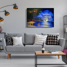 Charger l&#39;image dans la galerie, Lune lumineuse en mer - peinture de diamant complète - 40x30cm
