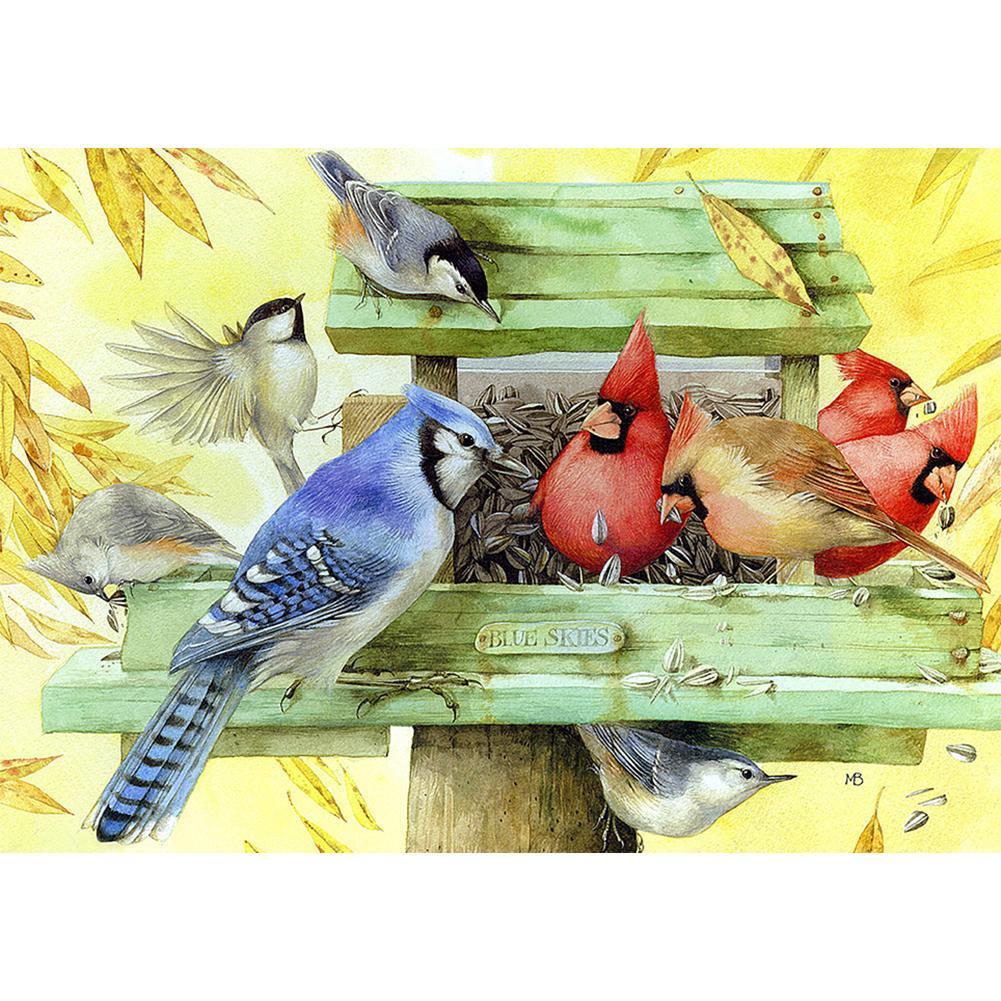 Nid animal d’oiseau coloré - peinture complète de diamant - 40x30cm