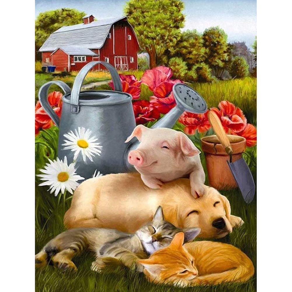Animaux dormants - peinture en diamant complet - 40x30cm
