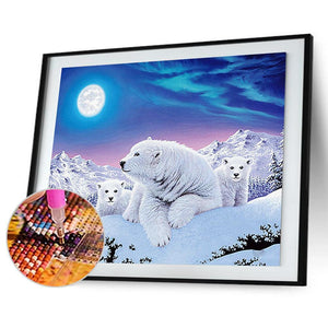 Famille d’ours blancs - peinture complète de diamant - 40x30cm
