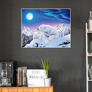 Famille d’ours blancs - peinture complète de diamant - 40x30cm