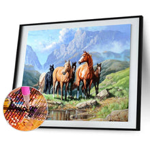 Charger l&#39;image dans la galerie, Chevaux de randonnée - peinture en diamant complet - 40x30cm
