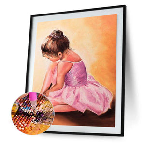 Fille de ballet - peinture complète de diamant - 40x30cm