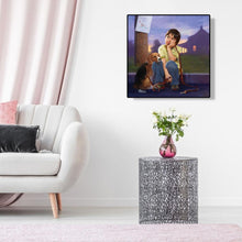 Charger l&#39;image dans la galerie, Chien d’enfant assis - peinture complète de diamant - 30x30cm
