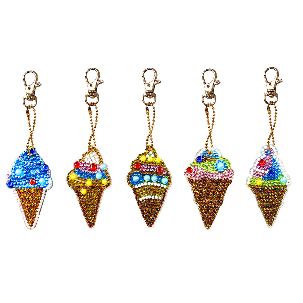 5pièces Glace DIY Porte-clés